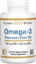 California Gold Nemega- 3 Premium Fish Oil, terkonsentrasi Formula dengan EPA & DHA, Dukungan untuk Optimal Lipid Profile & Imune System, Gluten Free, Non-GMO, 100 Fish Gelatin Softgelels