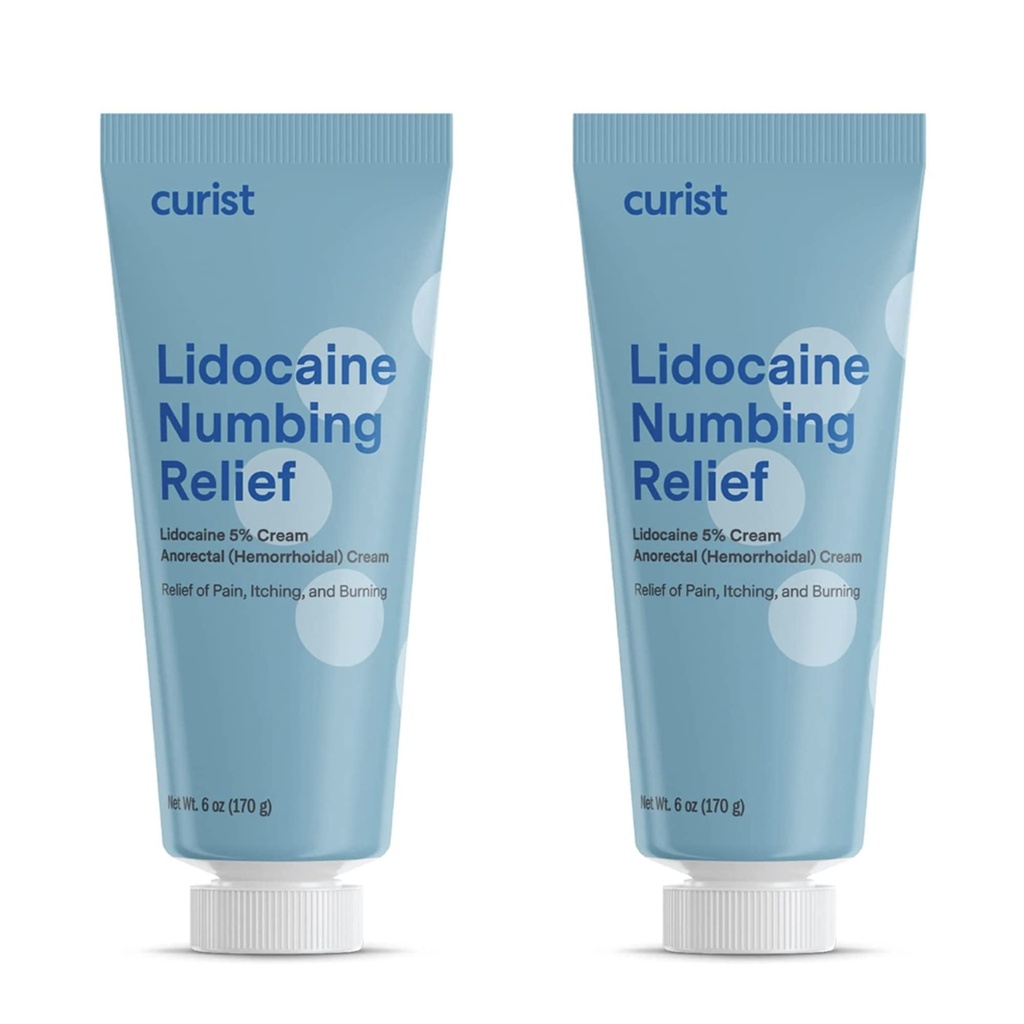 Curist 5% Lidocaine Cream Maksimal OTC Kekuatan Topical Pain Relief OTC - 12 oz (Paket 2) XL Tabung 5 Percent Percent Lidocaine Sum ke Numb Efektif (2 Pack - 6 oz Tube)