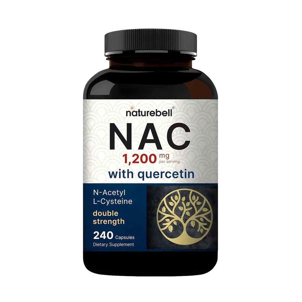 NatureBell NAC Suplemen 1200mg Per Serving 124; 240 Capsules, N-Acetyl Cysteine dengan Quercetin 124; Kekuatan Ganda - Dukungan untuk Imune, Liver, & Lung Health