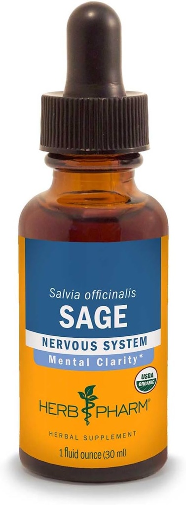 Herb Pharm Certified Organic Sage Extract for Mental Clarity Support - 4 Ounce