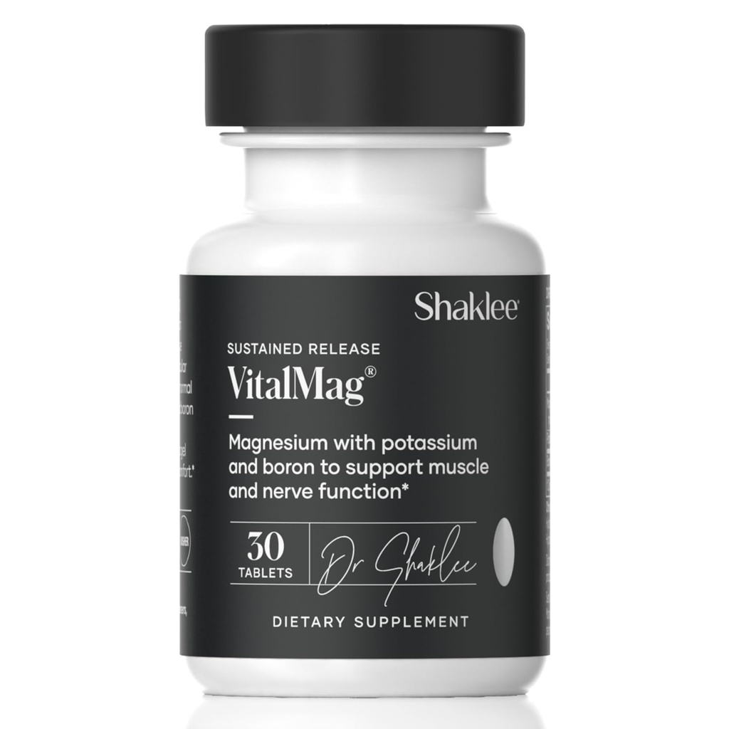 Shaklee - Lanjutkan Rilis VitalMag - Magnesium Tambahan untuk Nerve, Muscle, and Heart Health - Potasium & Boron Blend - Pendukung Kesehatan Kardiovaskular - Distribusi Mudah - 30 Tablet
