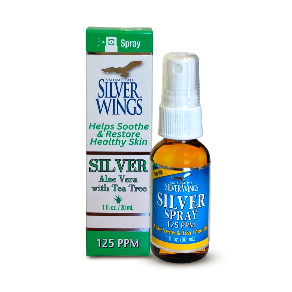 Jalur Alam Silver Wings - Silver Spray dengan Aloe Vera & Tea Tree Oil - 125ppm - 1oz