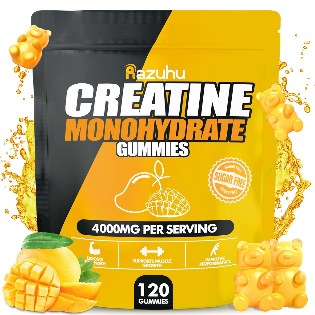 Flavarted creatine monhydrate Sugar Free, Pre Workout Suplemen creatine Gummies for Men & Women, Gym Supplemen, Pasokan Muscle, Recovery, Kekuatan, Energi Boost Energy
