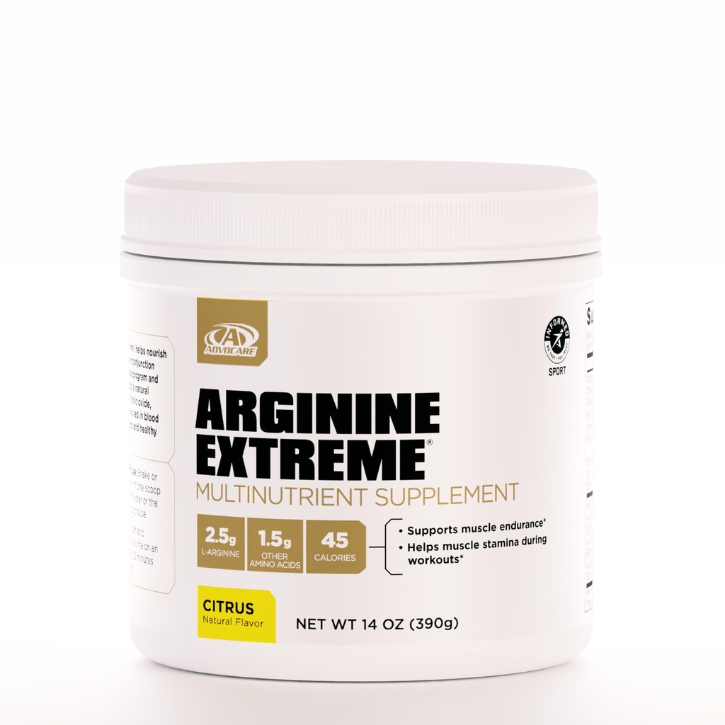 AdvoCare Arginine Extreme Multinutrient Suplement - Pre-Workout Acids Suplemen - Support Stamina & Endurance * - Termasuk Vitamin B-12, L-Arginine & More - Citrus, 14 oz