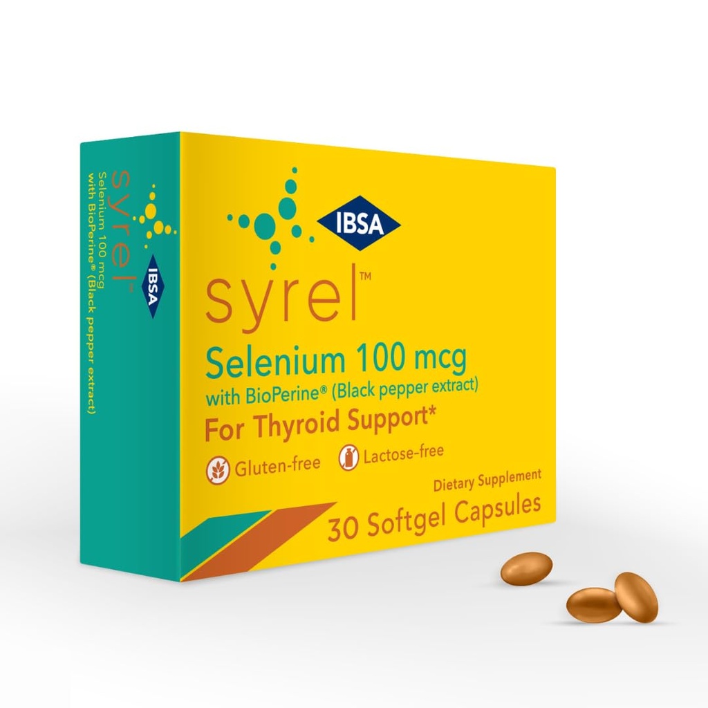 Syrel - Thyroid Supplemen Dukungan - 100mcg Selenium dan 5mg BioPerine - 30 Lipat-Gel Caps untuk Induksi Bioavability dan Absorpsi - Gluten- Free, Lactoe- Free, Sugar- Free, Non-GMO
