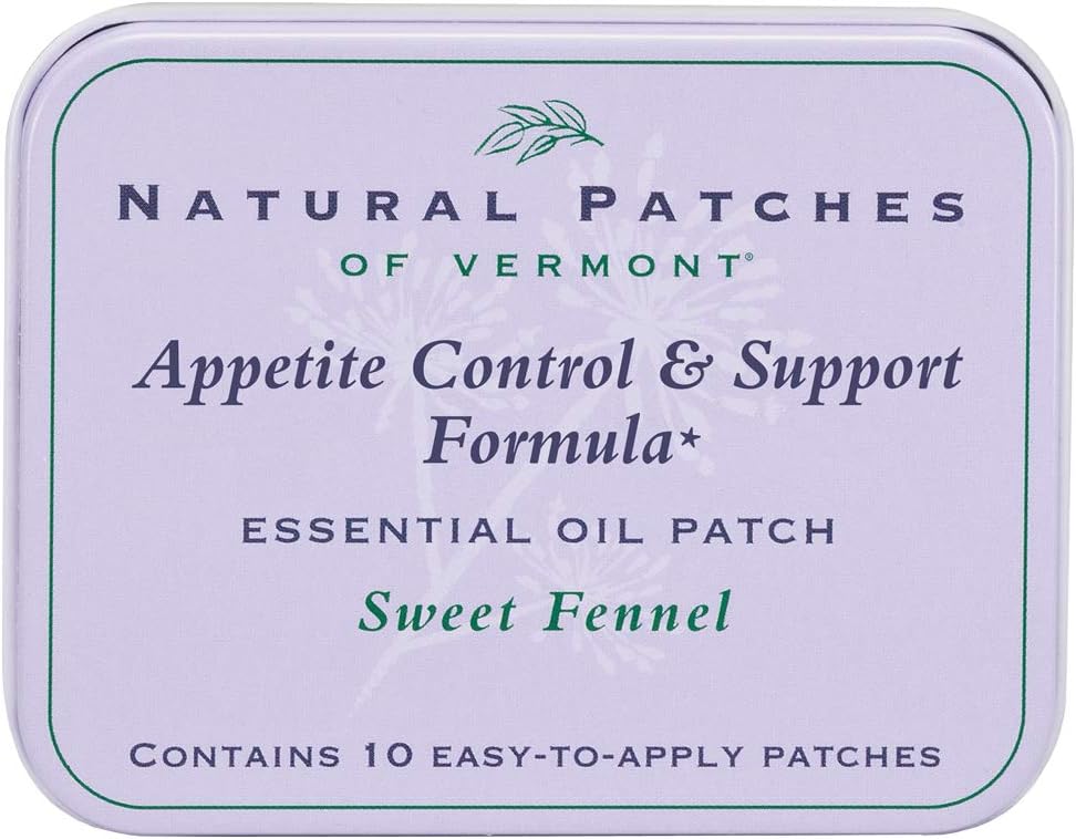 Patch Natural dari Vermont Appetite Suppressant Jas Minyak Patch, Sweet Fennel, 10 Count Tin