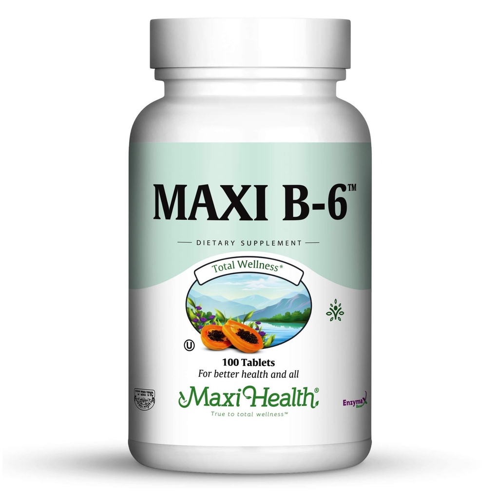 Maxi Health B-6 - Vitamin B6-100 mg Cardiovaskular Health - 100 Tablet - Kosher (100 Count, Paket 2)