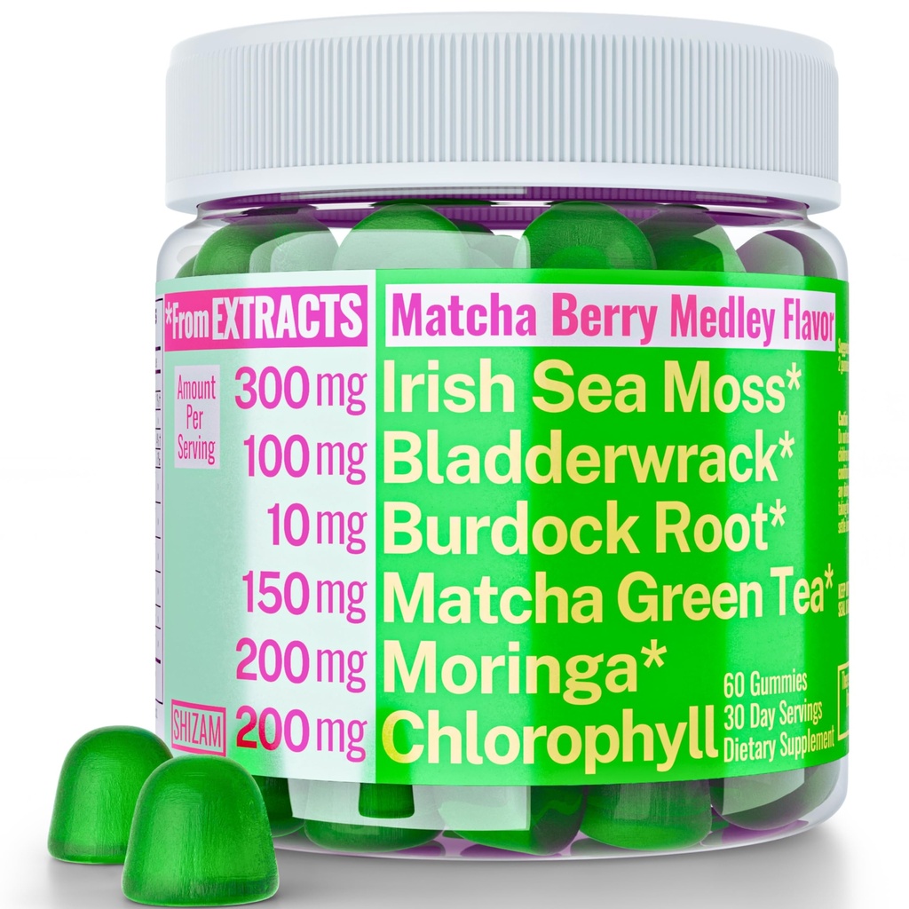 Moringa Irish Sea Moss Chlorophill Eclog Green Tea Burdock Root Bladderwrack Super Greens Gummies, Powder Capsules Pipon Drops Oil Tincture Suplemen Alt, Organik Green Seamoss