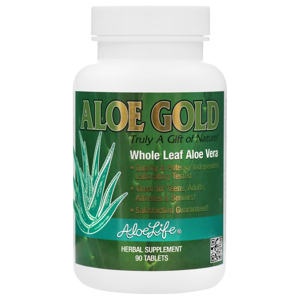 Aloe Life - Aloe Gold Tablet, Imune Support & Healthy Herbal Bitters, Support Proper Distrable, Promotes Energy & Body Wellness, Certified Organically Grown Whole Aloe Vera Leaves (90 Tablet)