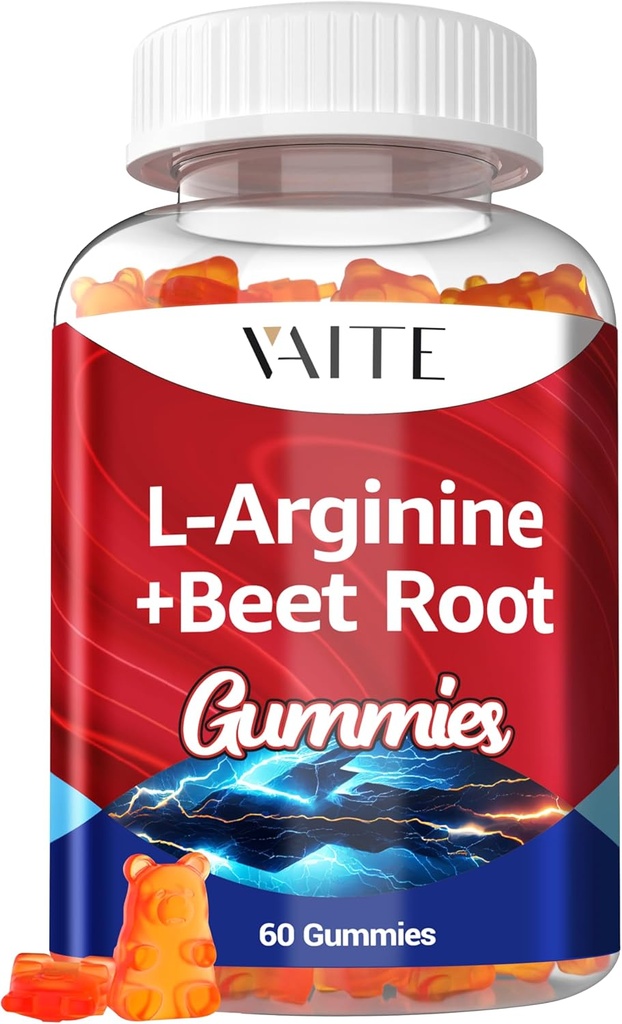L Arginine Suplement Root Gummies - Kekuatan Ganda, Boost Energi, Dukungan Sirkulasi dan Stamina, Persembahan Keju Organik untuk Pria dan Wanita, Vegan Gummy, Non-GMO, Sugar- Bebas