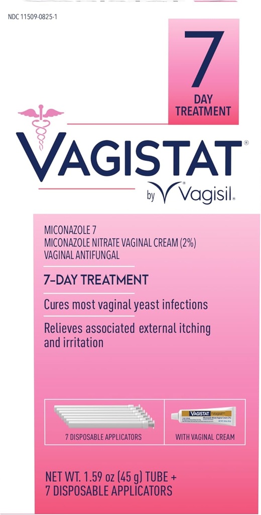 Vagisil Vagistat 7 Day Infeksi Yeast Treatment for Women, Helling Relieve External Itching and Irritation, Berisi 2% Eksternal Miconazole Nitrate Cream & 7 Applicable Applicators (Paket 1)