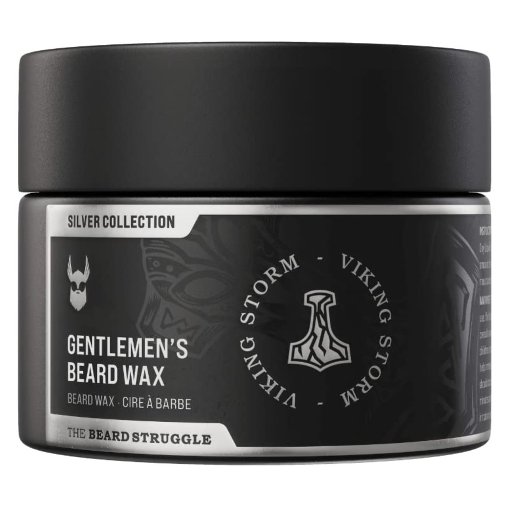 Pria 's Beard & Kumis Wax untuk Pria oleh Beard Struggle - Viking Beard Wax Membantu untuk Tame Style & Groom - Silver Collection, Viking Storm - Moustache Wax, 50g / 1.76 Uz.