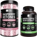 PURE ORIGINAL INGREDIENTS Raspberry Ketone dan Green Coffee Bean Extract Bundle, Bermacam-macam Sizes, Tidak ada Pembakar, Lab Verified