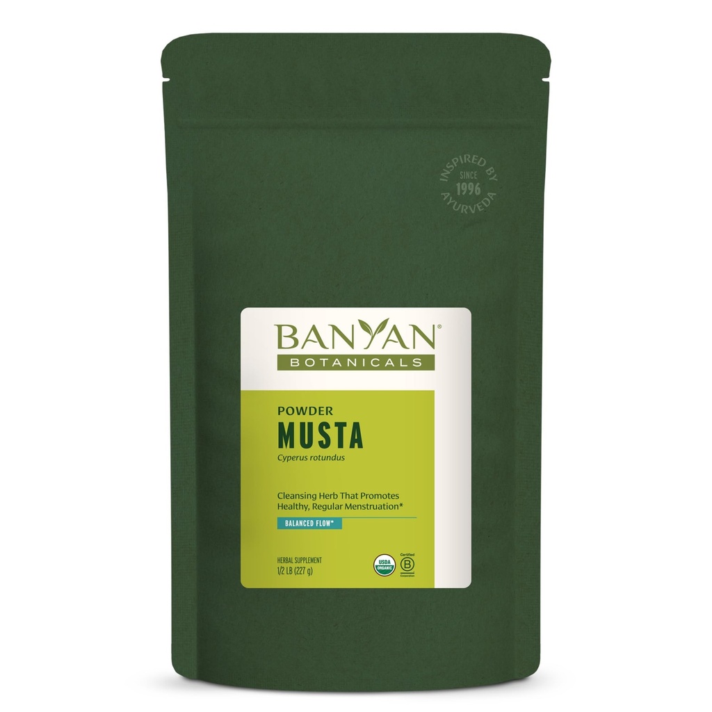 Banyan Botanicals Musta Powder - Organic Cyperus Rotundus - Natural Ayurvedic Herbal Menstruation Suplemen Kesehatan Hati dan Obat-obatan Terkonsumsi * - ½ Ibb.