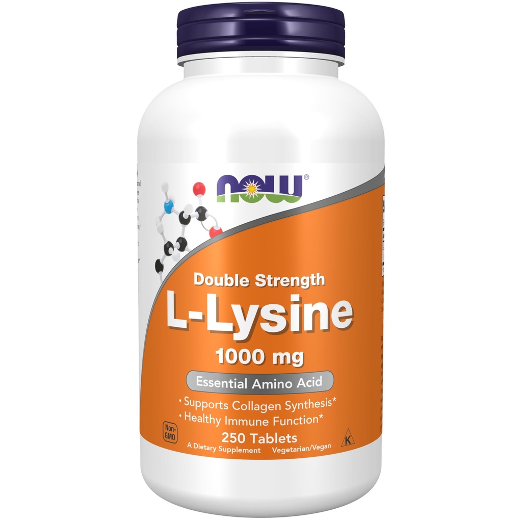 Sekarang L-Lysine 1000 mg Kekuatan Ganda, 250 Tablet