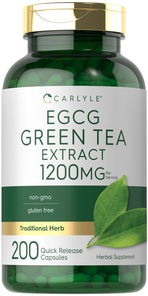 Carlyle EGCG Green Tea Extract Suplement: 124; 1200mg 124; 200 Capsules 14; Non- GMO dan Gluten Free
