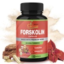 Cadane Forskolin Suplemen - 5in1 dengan Curcumin Turmeric, Arjuna, Garcinia Kamboja, dan Teh Hijau - Supply 5 Bulan - 150 Kapsul
