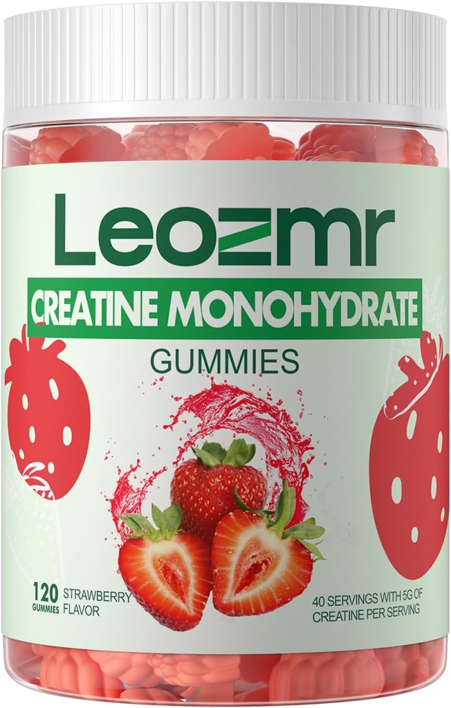 Creatine Monohydrate Gummies 5000mg for Men & Women, Chewables Creatine Monohydrate Suplemen (120 Count) - Strawberry 120 Gummies