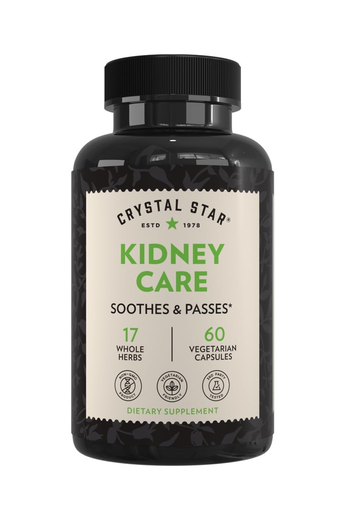 Crystal Star Kidney Care (60 Capsules) - Herbal Suplemen untuk Kidney Cleanse, Detox & Support - Stone Root & Hydrangea Root - Non-GMO