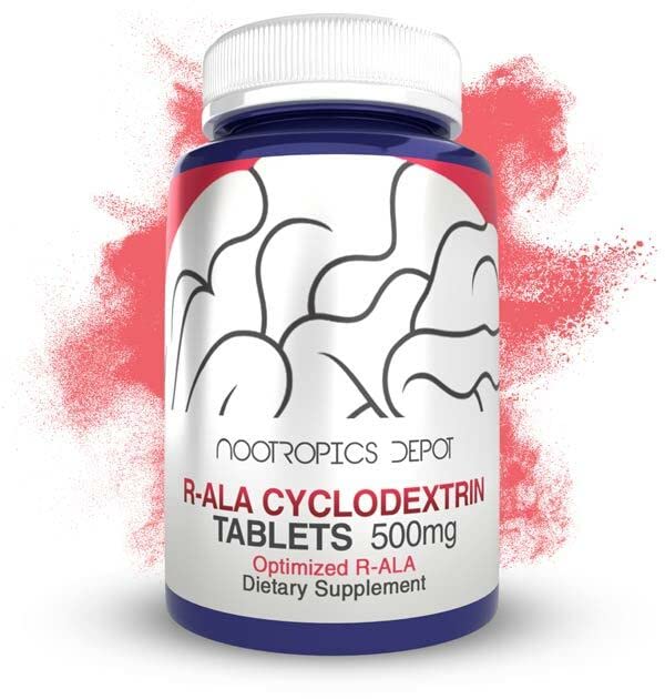 Depot Nootropics R-ALA Cyclodextrin Complex Tablet 14; 500mg 124; Optimated R-Alpha Lipoic Acid 124; 30 Count