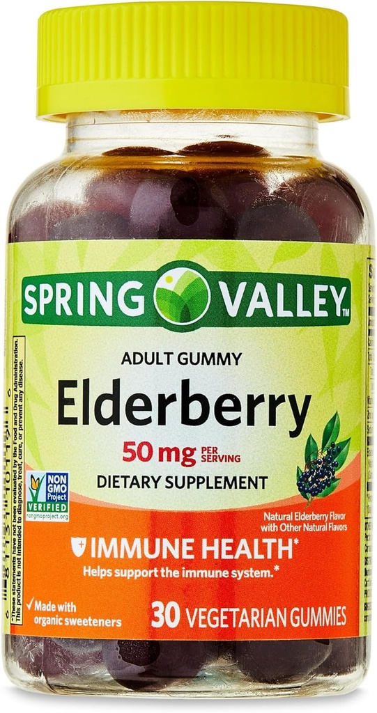 IKJ Elderberry Immune Healthy Supplement Vegetarian Gummies, 50 mg, 30 Count