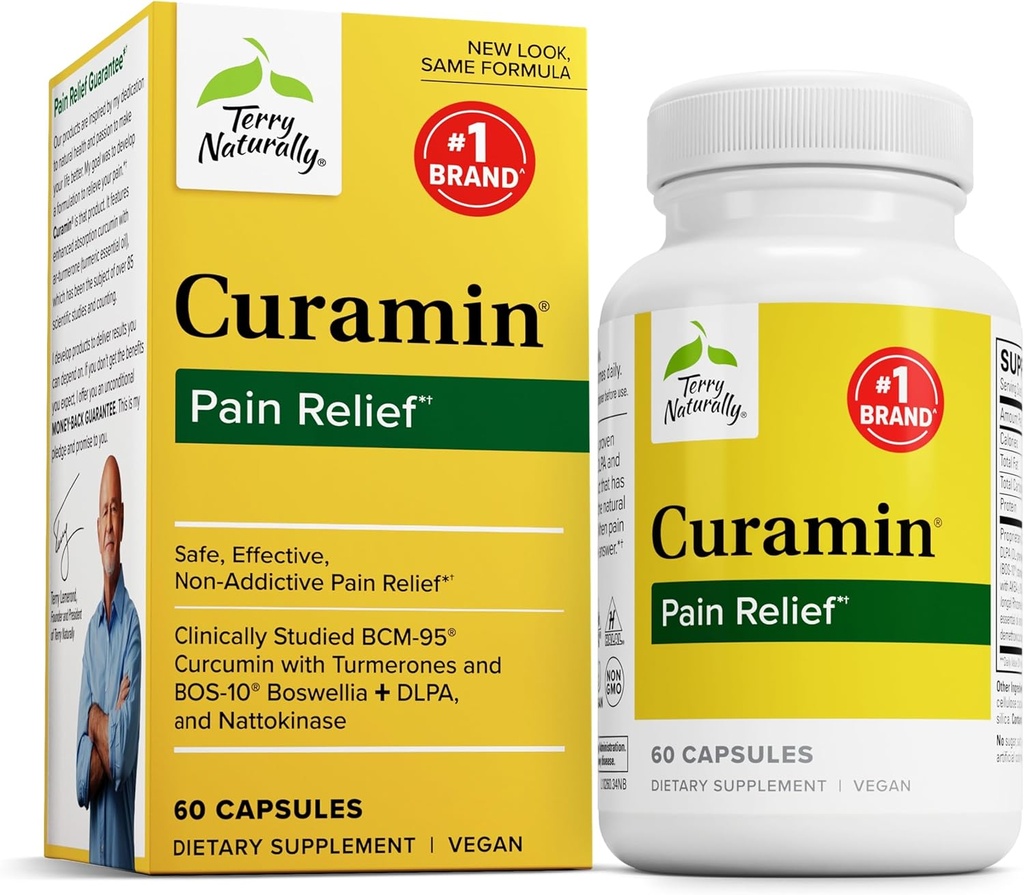 Terry Alamin - Suplemen Curcumin untuk Dukungan Circulation & Endorphin - Dukungan untuk Ketidaknyamanan Occasional - Aids Otot Sehat - 60 Capsules