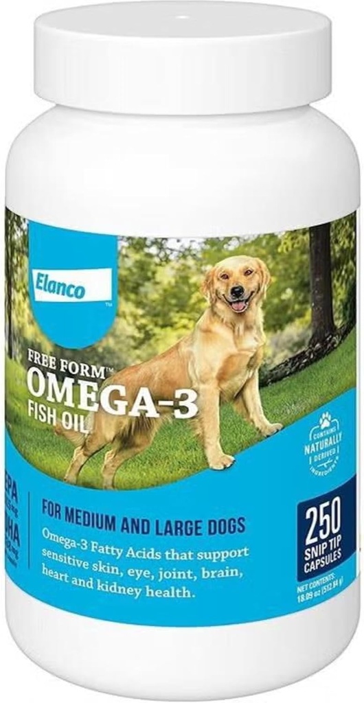 Formulir Bebas Menggigit Omega- 3 Tambahan Cairan Minyak Ikan untuk Medium & Large Dogs, 250 Count