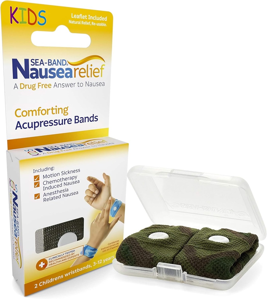 Sea-Band Antical-Nausea Acupressure Wristi for Motion & Morning Sickness, Child, 1 Pair Camouflage