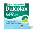 Dulcolax Stool Softtener Laxative Liquid Gel Capsules, Penyimpanan Lembut untuk Hard, Dry Stools, Docurate Sodium 100 mg, 100 Count