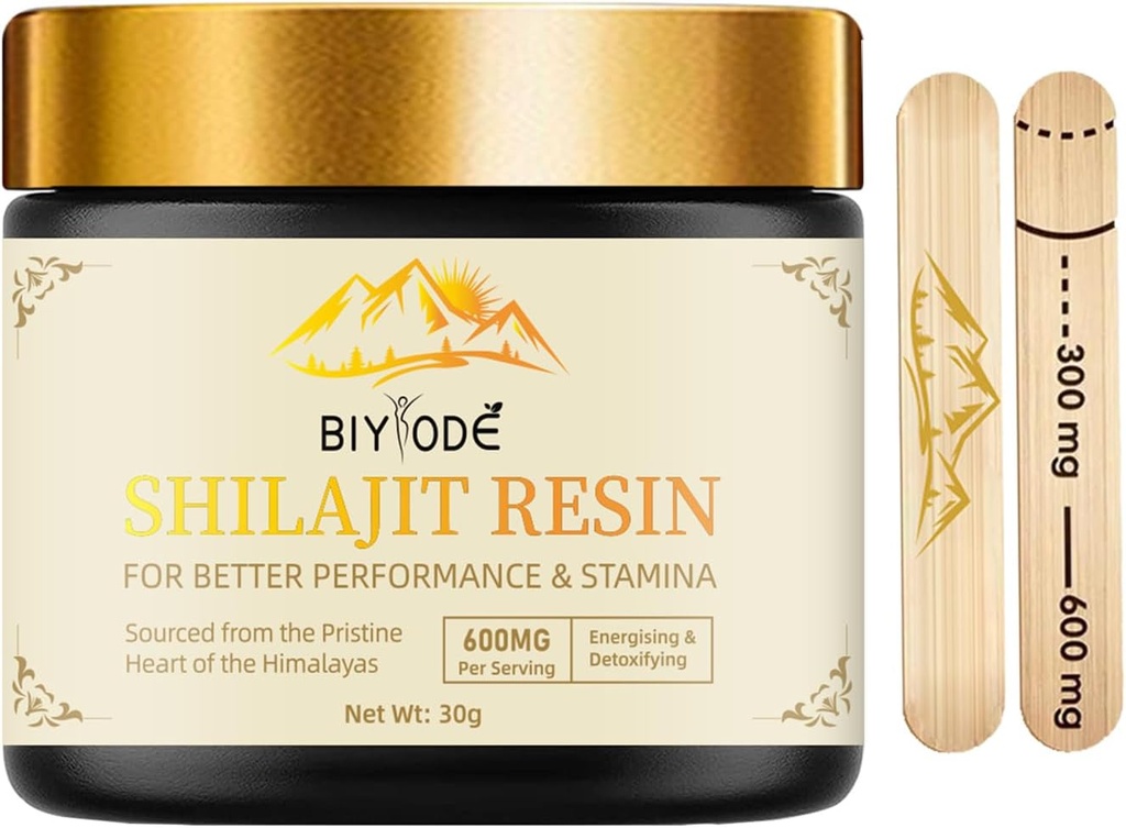 600mg Shilajit Himalaya Shilajit Resin - Pure Gold Grade 100% Organic Shilajit with Fulvic Acid & 85 + Trace Mineware Complex for Energy & Imune Dupport for Men & Women 30 Grams (1 Pcs)