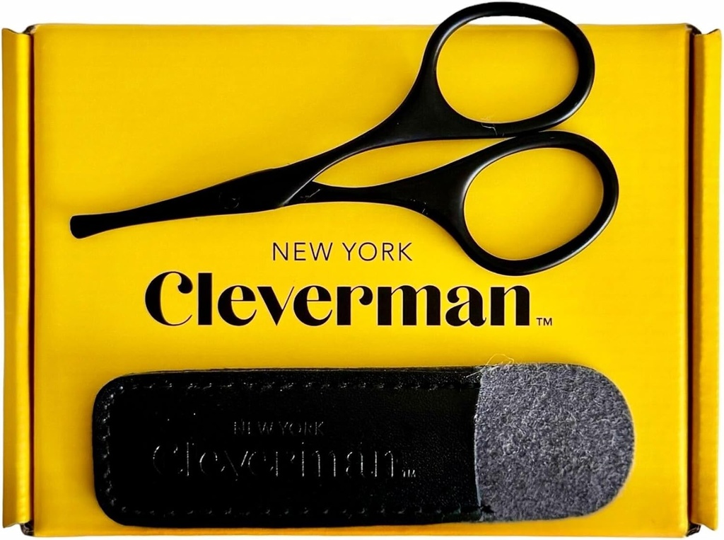 Cleverman Premium Factual Guncers-Professional Nose Hair Gunsor, Curved Safety Blades and Rounded Tips for Eyebrow, Kumis, Beard, Ear Hair Rimming. Stainless Steel Grooming Tools for Men