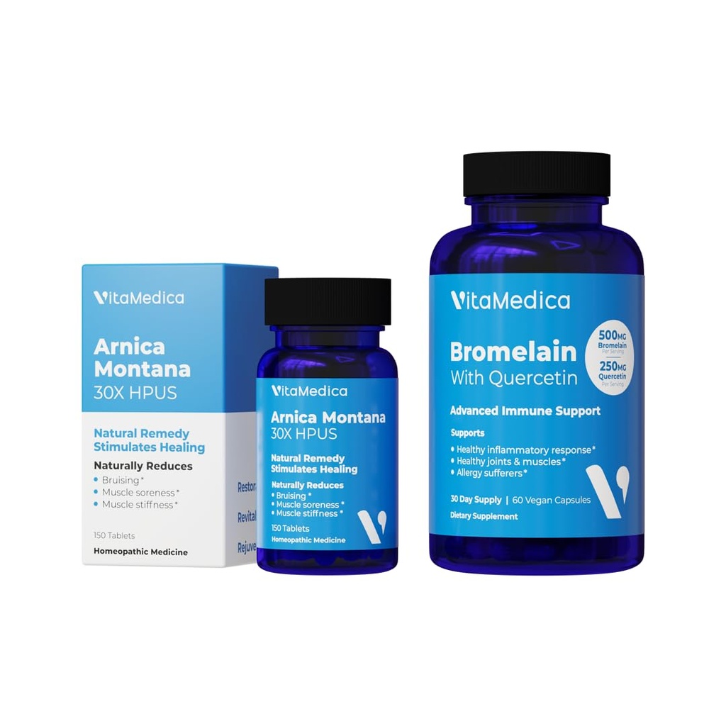 VitaMedica 124; Arnica Montana 30X dan Bromelain dengan Quercetin Bundle 124; Arnica Montana 124; Bromelain 124; Quercetin 124; Recovery Bundle 124; Tanaman berbasis 124; Dibuat di Amerika Serikat