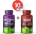 ORZAX Milk Thistle Plus 120 Vegatable Capsules dan Premium Ginseng 120 Vegatable Capsules, Bundle