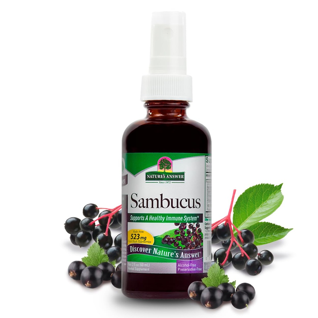 Nature 's Respons Sambucus Spray 124; Support a Healthy Immune System 124; Infused with Slippery Elm, Sage & Echinaea 124; Alcohol- Free, Gluten- Free, Kosher Certifikasi & No Preservatives 2oz