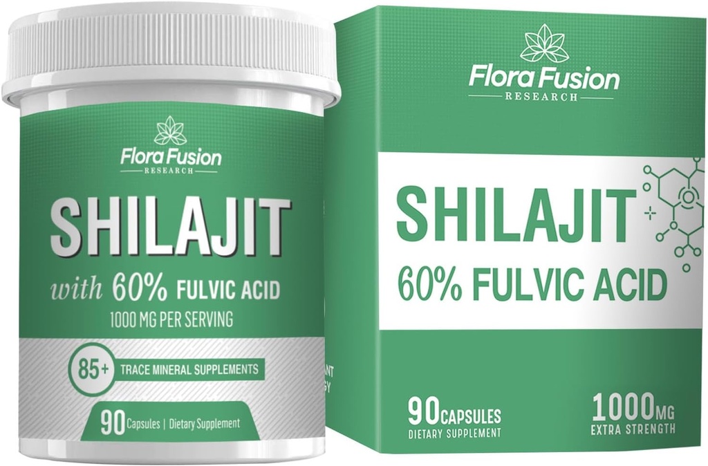 SHILAJIT Capsules 1000mg - Himalaya Shilajit dengan Fulvic Acid - Shilajit Suplemen Herbal - Shilajit Tambahan Kapsul - Shilajit untuk Pria & Perempuan - 90 Capsules