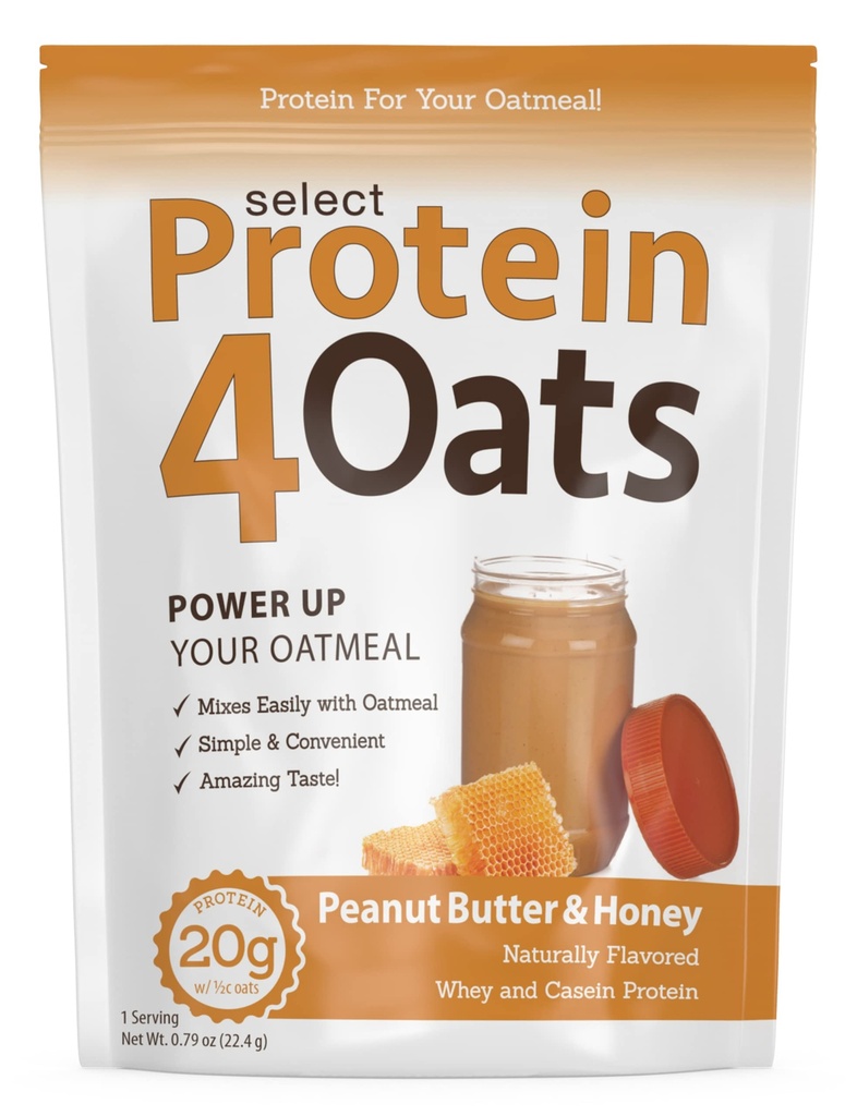 Pescience Protin4Oats, Protein Powder untuk Membuat Amazing Tasting Protein Oatmeal, dengan Whey dan Casein, Gluten Free, Peanut Butter and Honey, 12 Servis