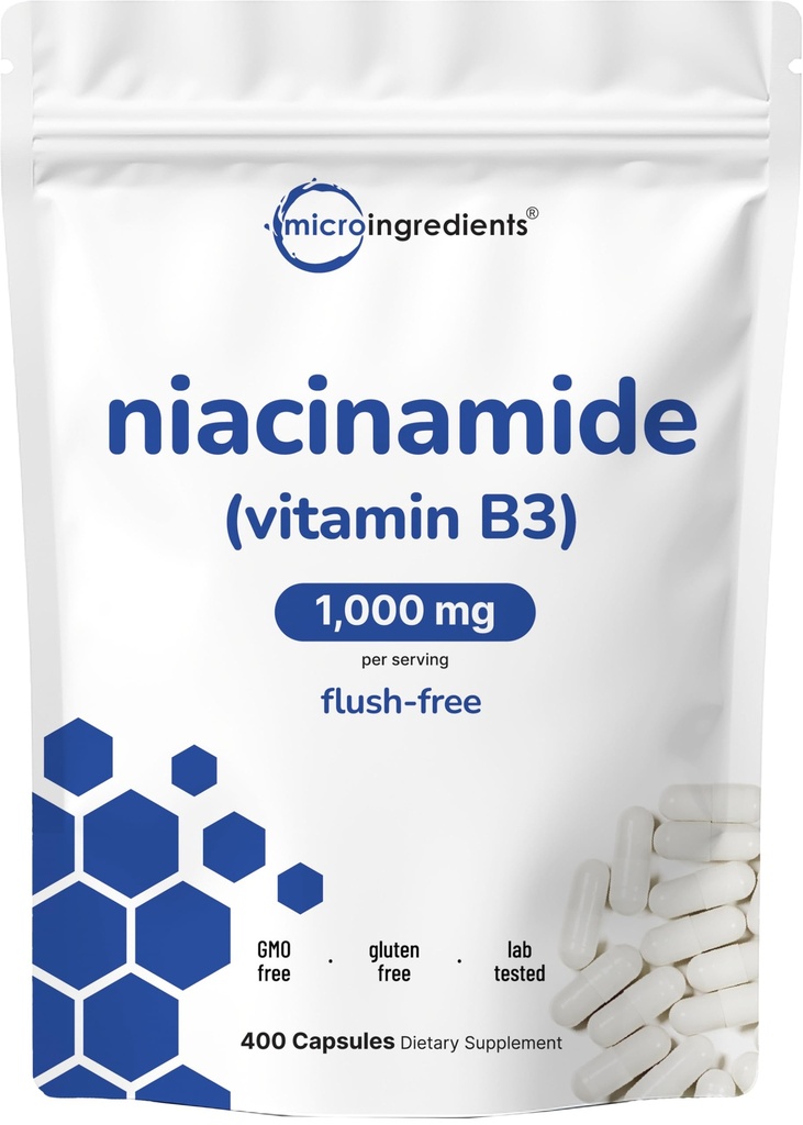 Vitamin B3 Niacinamide Per Capsule, 400 Capsule 124; 1.000mg Flush Free Niasin Per Serving, Esonale B Vitamin Suplemen 124; Skin Care Health & Energy Dukungan 124; Non-GMO, Gluten Bebas
