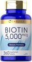 Carlyle Biotin 5000mcg 124; 360 Vegetarian Tablet 2.4; Beauty Formula Supplemen Non- GMO, Gluten Free