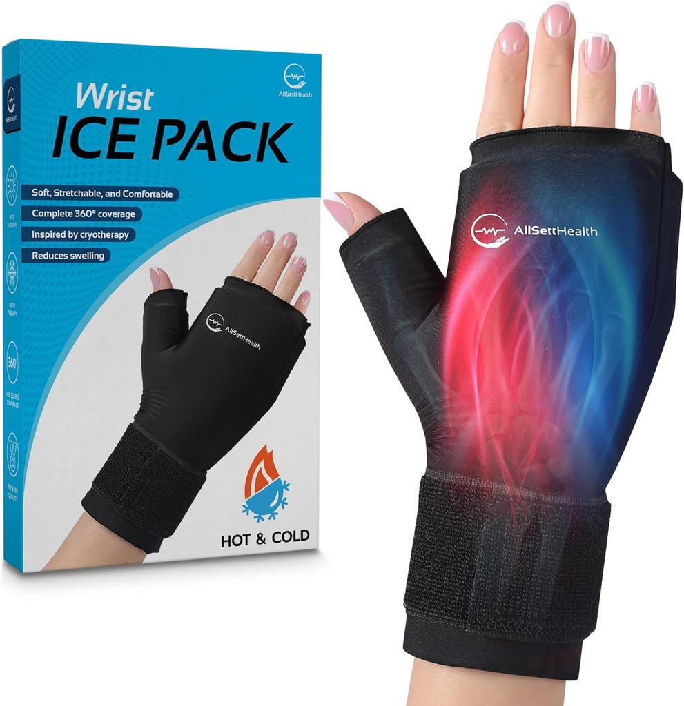 Wrist Ice Pack Lick - Hot and Cold Gel Thumb & Hand Ice Pack Glove for Arthritis Relief; 124; Microwatable & Freezer Safe, Dual Therapy for Carpal Tunnel, Tendonitis, Swelling, Targeted Relief for Hand