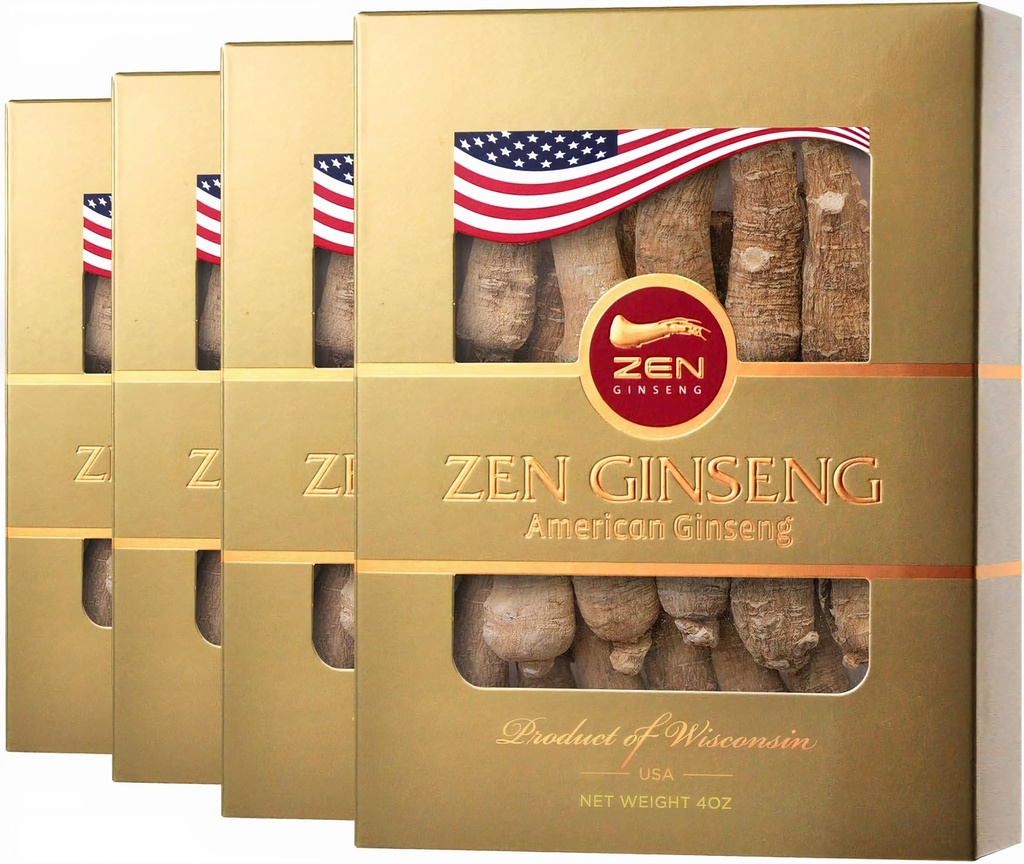 4 Kotak Akar Ginseng Amerika - Super Long Jumbo Wisconsin Ginseng (4oz / Box) Performance & Mental Health for Men & Women