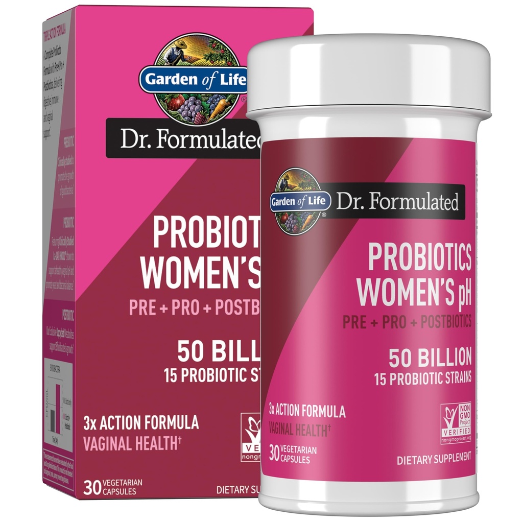Taman Kehidupan Dr Formulasikan Sekali Harian 3-in- 1 Lengkap Presesi, PostDoculum & Problem untuk Perempuan, PRE + PRO + POSTBIOTIC Tambahan untuk Digetic Wanita, Immune & Vaginal Kesehatan, 30 Hari Supply