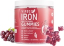 Gumi Besi Gula Bebas, 120 Gummies Bahan Besi untuk Perempuan Multivitamin dengan Besi, Vitamin & Zinc untuk Perempuan, Pria & Anak-Anak - Grape Flavor, Suplemen Vegan, Pemindahan untuk Energi- Tidak Setelah Rasa