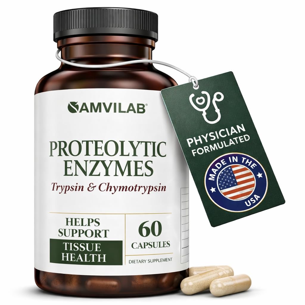 Protolytic Enzymes - Trypsin & Chymotrypsin - Reduces Edemma & Inflammation From Tires Injury - Supports Digetical, Tissult & Immune Health - Recovery Boost