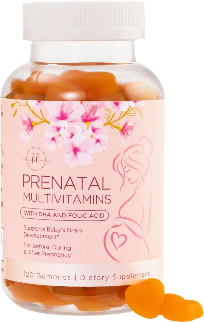 Prenatal Vitamin Gummies - Nutrients Escalyply for Women, Pregnancy & Fetal Development - termasuk Folding (Folic Acid), DHA, Choline, Vitamin D - Siapkan, Dukungan & Nfeaty Health - 120 Gummies