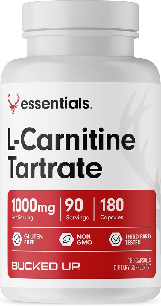 Bucked Up L- Carnitine Tartrat 1000mg, Esensial (90 Hamba, 180 Kapsul)