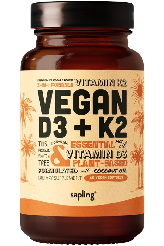 Vegan Vitamin D3 + K2 Tambahan dengan MCT Oil dari Coconut - 4000 IU Vitamin D dan 100mcg Vitamin K2 sebagai MK7 - Calcium Absorpsi, Kekuatan Tulang, dan Dukungan Kesehatan Immune * - 60 Softgeels