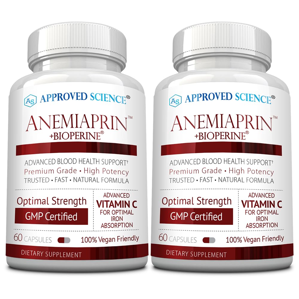 Disetujui Ilmu Anemiaprin - Besi Absorbable, Vitamin C - Lembut Pada Perut - 120 Kapsul - 2 Bulan Suplai - Non- GMO, Vegan