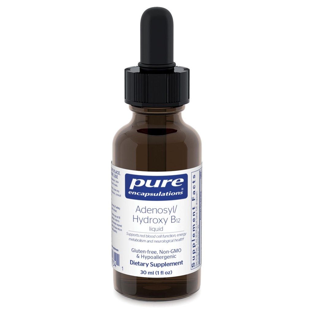 Encapsulasi Murni Adenosyl / Hydroxy B12 Liquid 30 mL - Mendukung Energi Metabolisme & Neurologis Kesehatan * - untuk Dukungan Otak * - Gluten Bebas - Vegan - 1 Fl Oz