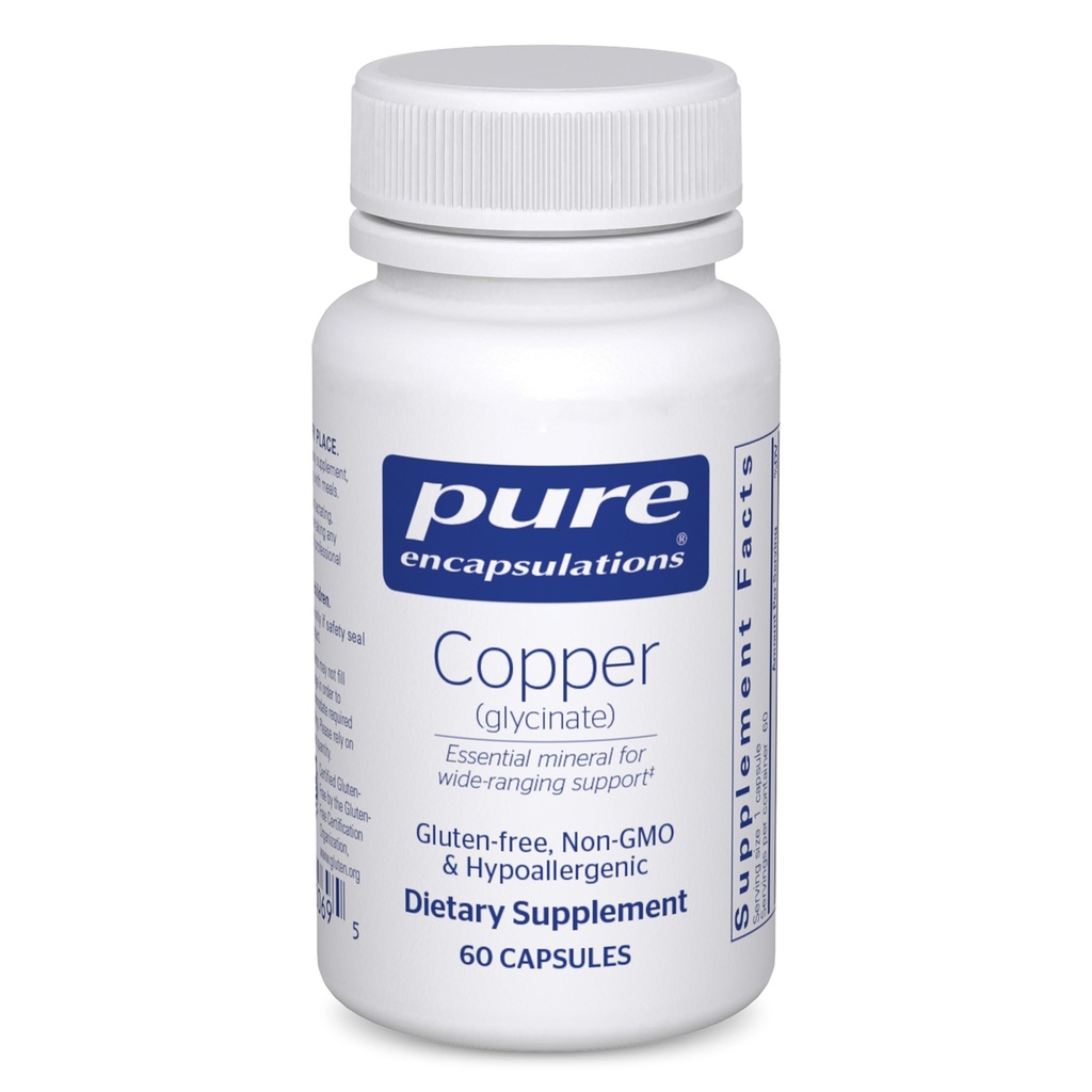 Encapsulasi Murni Copper Glycinate 60-2 mg Copper Suplement, Mendukung Formasi Sel Darah Merah * - Aids Energi Metabolisme - Non- GMO & Vegan - 60 Kapsul