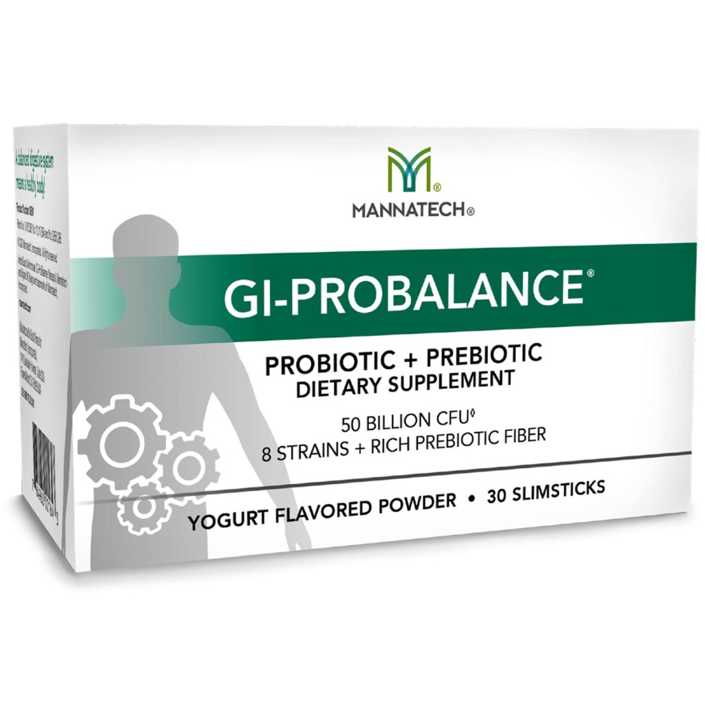 Mannate Pregrapi dan Progitive, 30 Slimsticks, Yogurt Flavor, GI- Probalanw / MannaBiotic Blend, Pra dan Propine Powder for Gut Health, w / 8 Strains, Rich Prebiotic Fiber & 50 Milion CFU